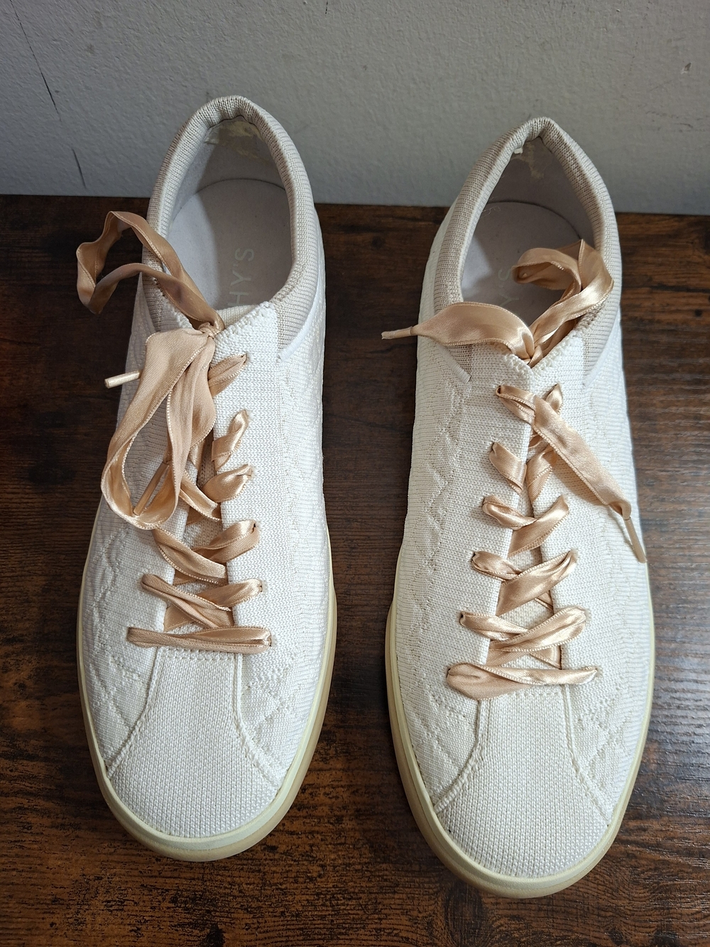 Rothy’s The Lace Up Sneakers Women’s Size 8 White Cloud Knit Quilted Ribbon...